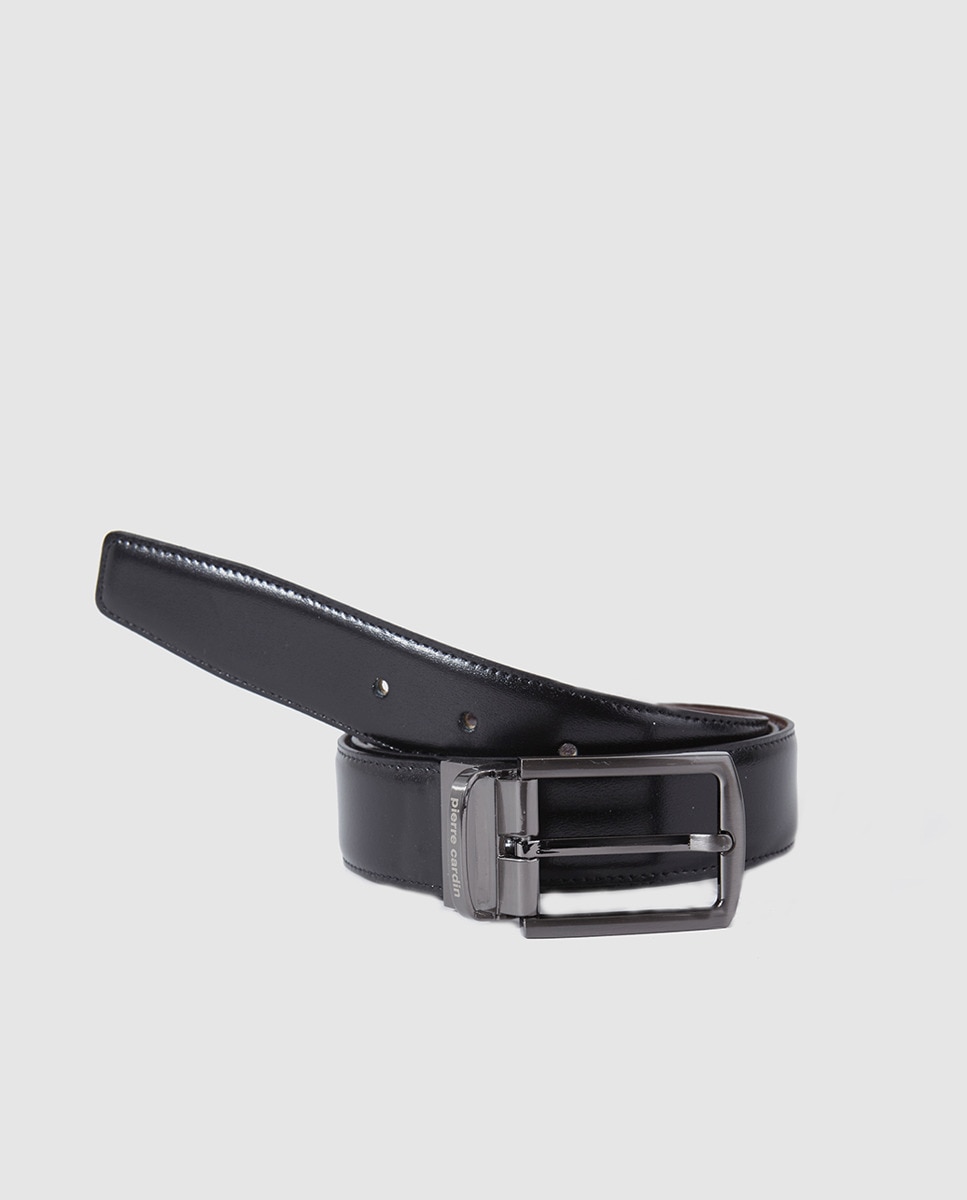 Imagem 0 de Cinto reversível em pele preto e castanho