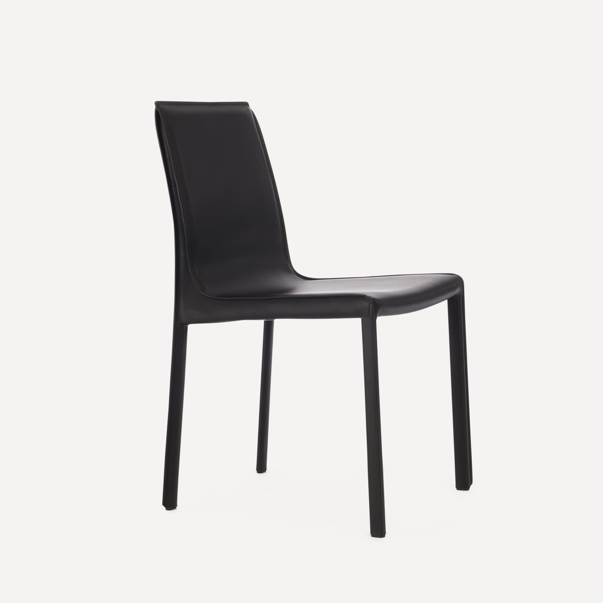 Cadeira de Sala de Refeição em Pele Regenerada Módena Preto-1