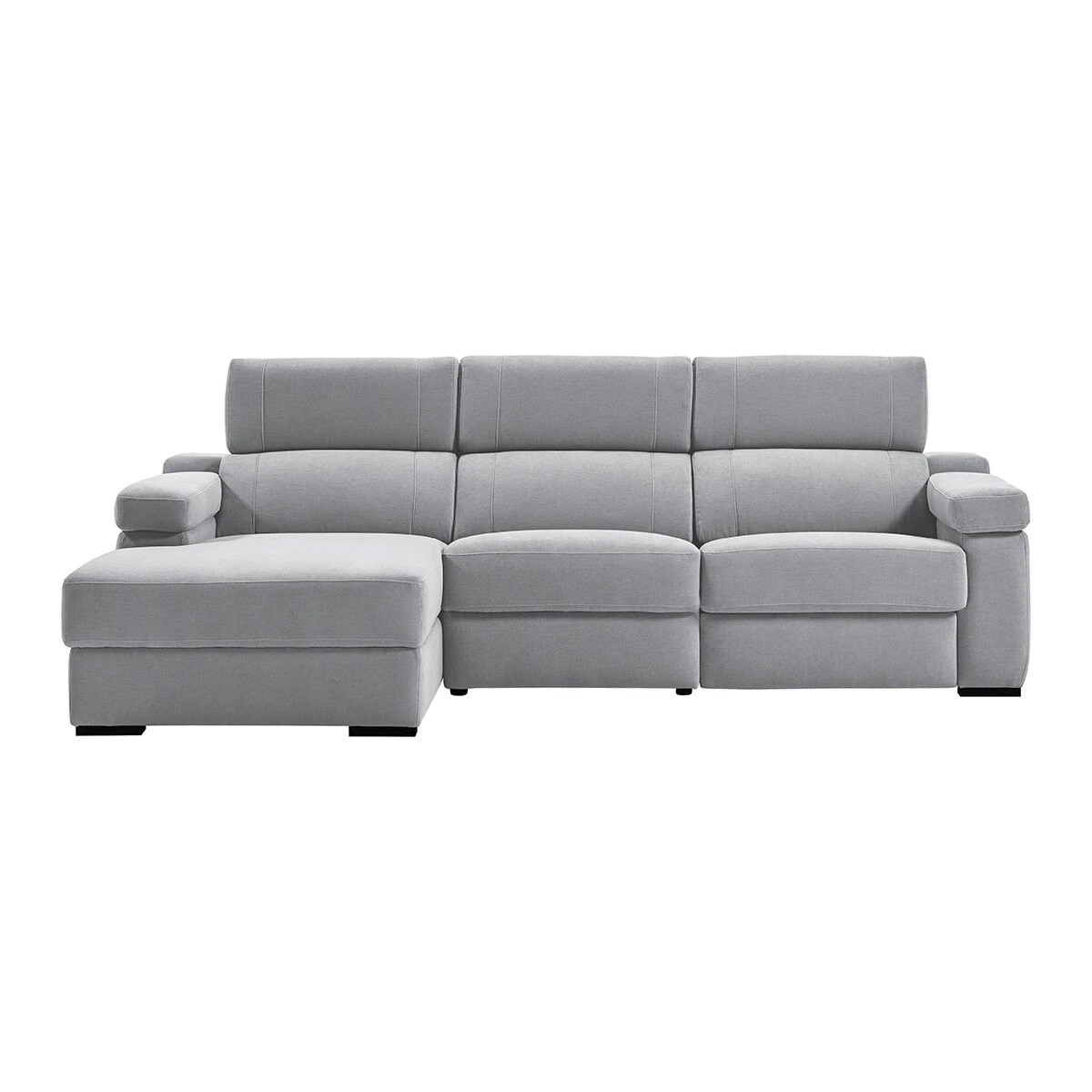 Sofá de 3 lugares com chaise longue esquerda e 1 assento relax elétrico City Cinzento-claro-1