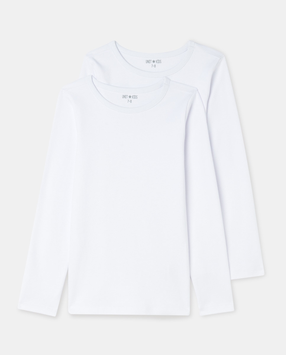 Pack 2 camisetas de niño manga larga Blanco-1