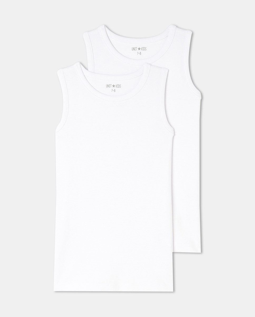 Pack 2 camisetas de niño sin mangas Blanco-1