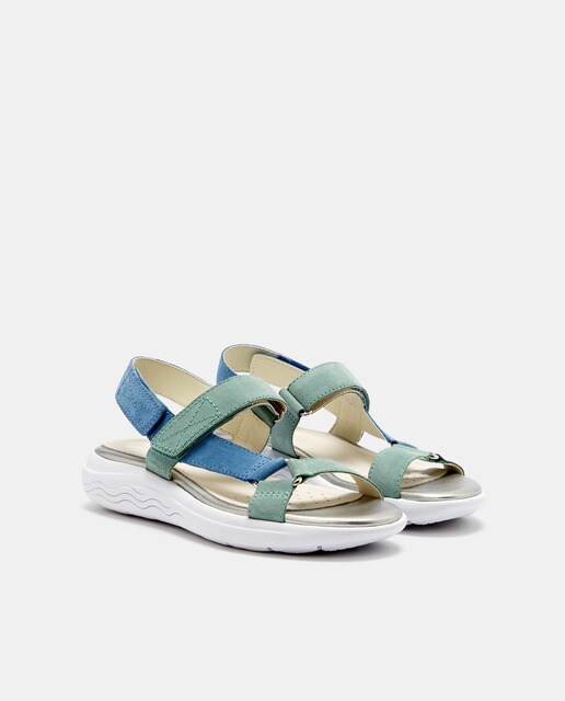 Sandalias planas de mujer en ante de color azul · Geox · El Corte Inglés