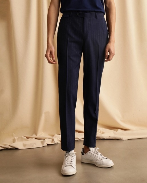 Imagen 0 de Pantalón de traje de hombre slim azul marino de lana