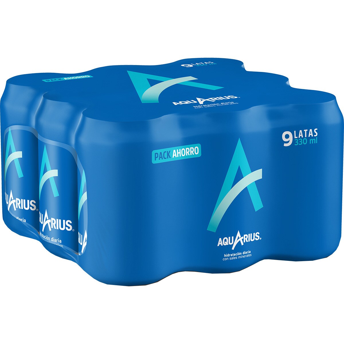 Lemon flavour isotonic drink economy pack of 9 tins 33 cl · AQUARIUS