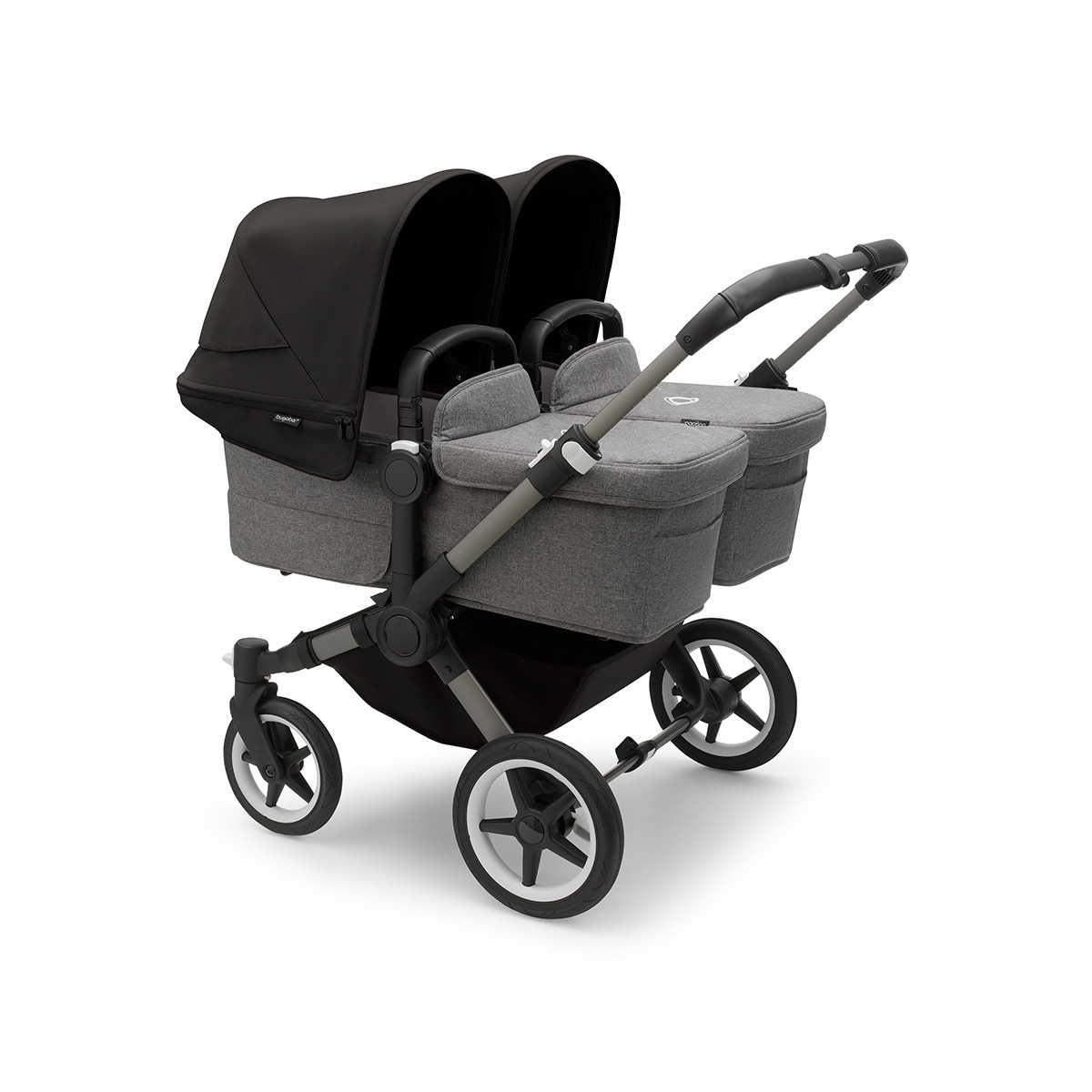 Carro de bebé Bugaboo Donkey 5 Twin Mix Match con capota, pack de extensión y funda de capazo completo grafito/gris/negro medianoche/melang Gris/Negro-2