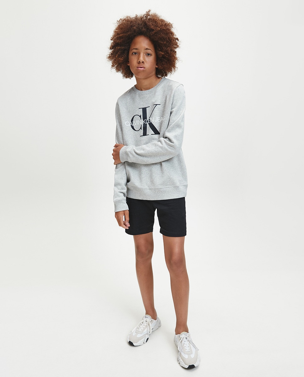 Sweatshirt de menino Calvin Klein cinzenta com estampado Cinzento-4