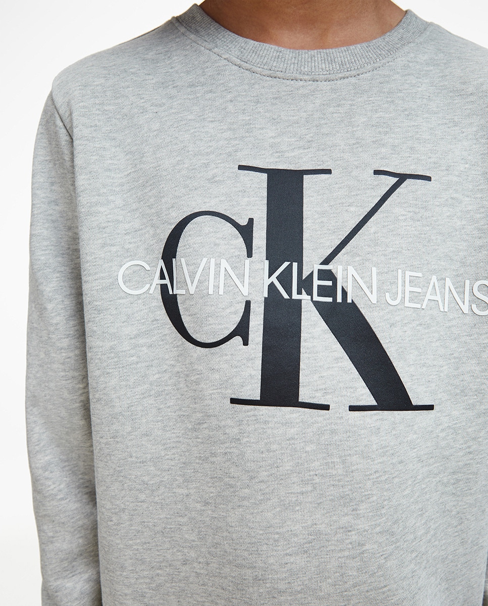 Sweatshirt de menino Calvin Klein cinzenta com estampado Cinzento-3
