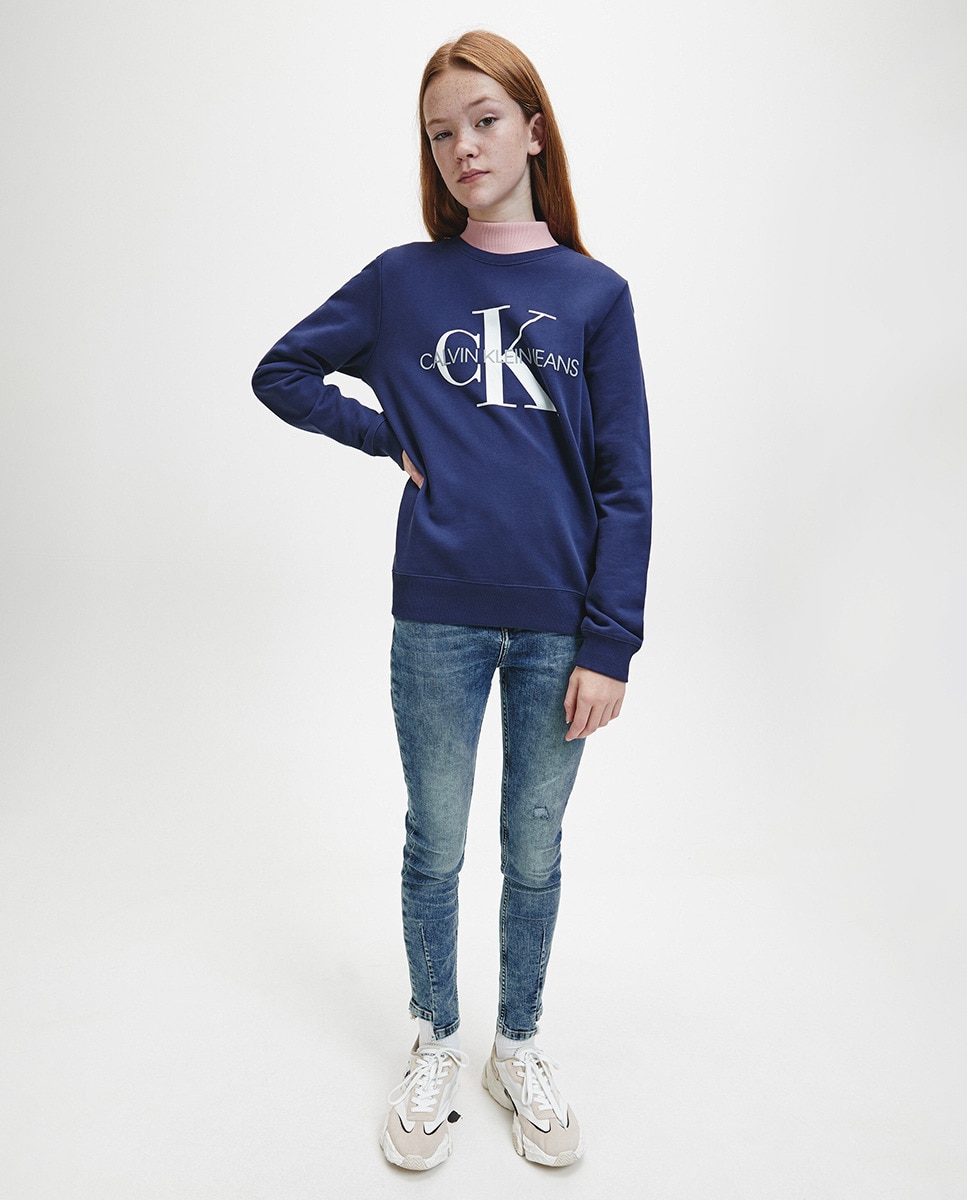 Sweatshirt de menino Calvin Klein azul com estampado Azul-marinho-4