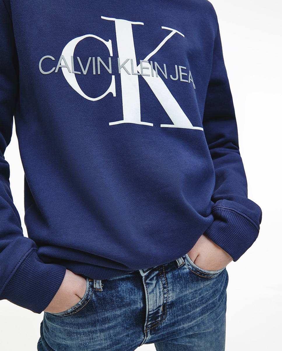 Sweatshirt de menino Calvin Klein azul com estampado Azul-marinho-3