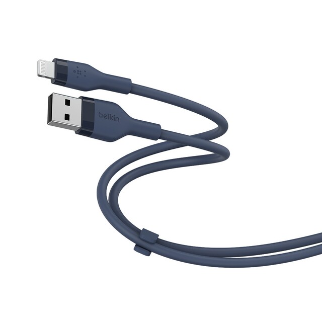 Imagen 0 de Cable de silicona Belkin Boost Charge Flex de USB-A a Lightning de 1 metro azul