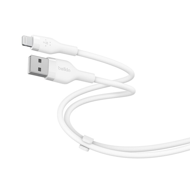 Imagen 0 de Cable de silicona Belkin Boost Charge Flex de USB-A a Lightning de 1 metro blanco