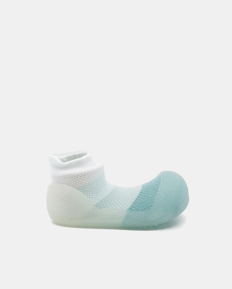 Pantufas verdes de bebé em tecido Aqua-X Verde-1