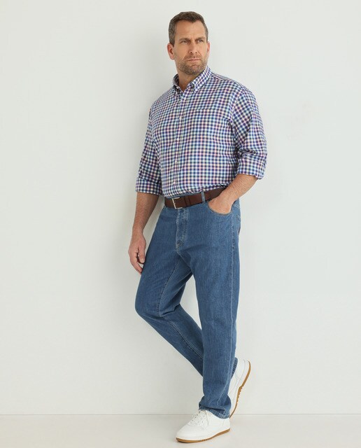 Camisa de popelín de hombre regular cuadros multicolor en fondo blanco  tallas grandes · Paul \u0026 Shark · El Corte Inglés