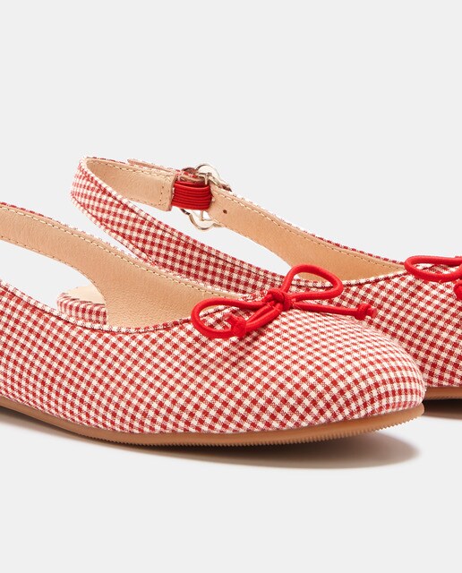 Bailarinas de niña destalonadas en color rojo con estampado vichy · Kids El  Corte Inglés · El Corte Inglés