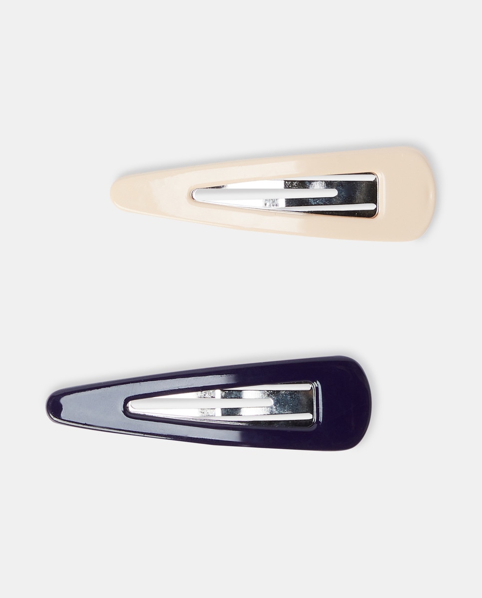 Pack de dois ganchos azul-marinho e bege Multicolor-1