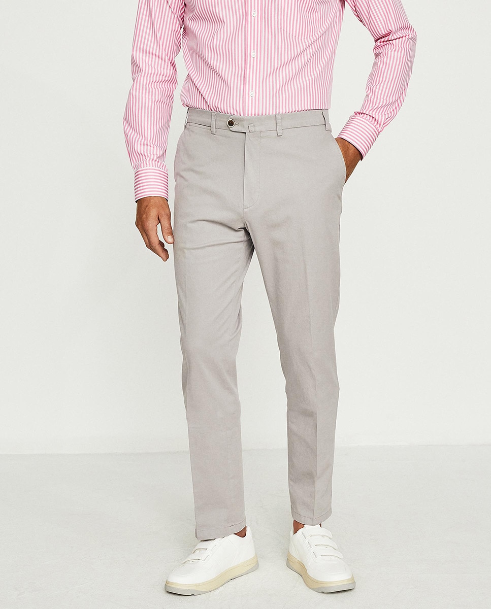 Calças chino regular cinzentas Cinzento-2