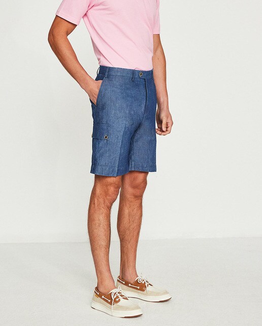 Bermuda de hombre cargo regular chambray azul · Mirto · El Corte Inglés