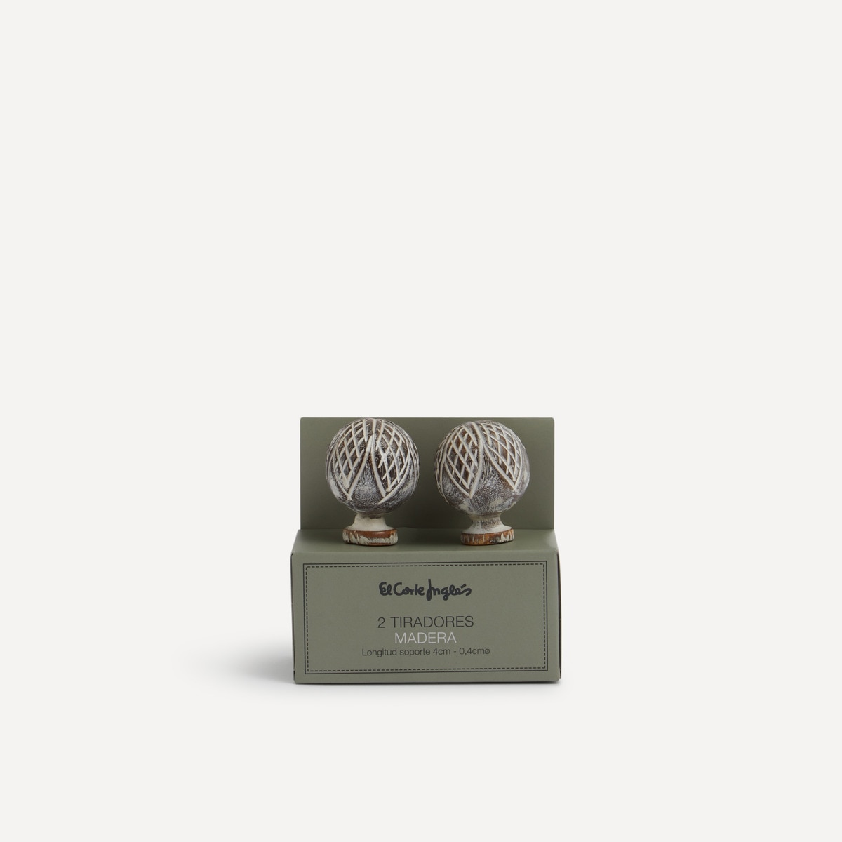 Conjunto de 2 puxadores de madeira ornamentada Selva Castanho-4