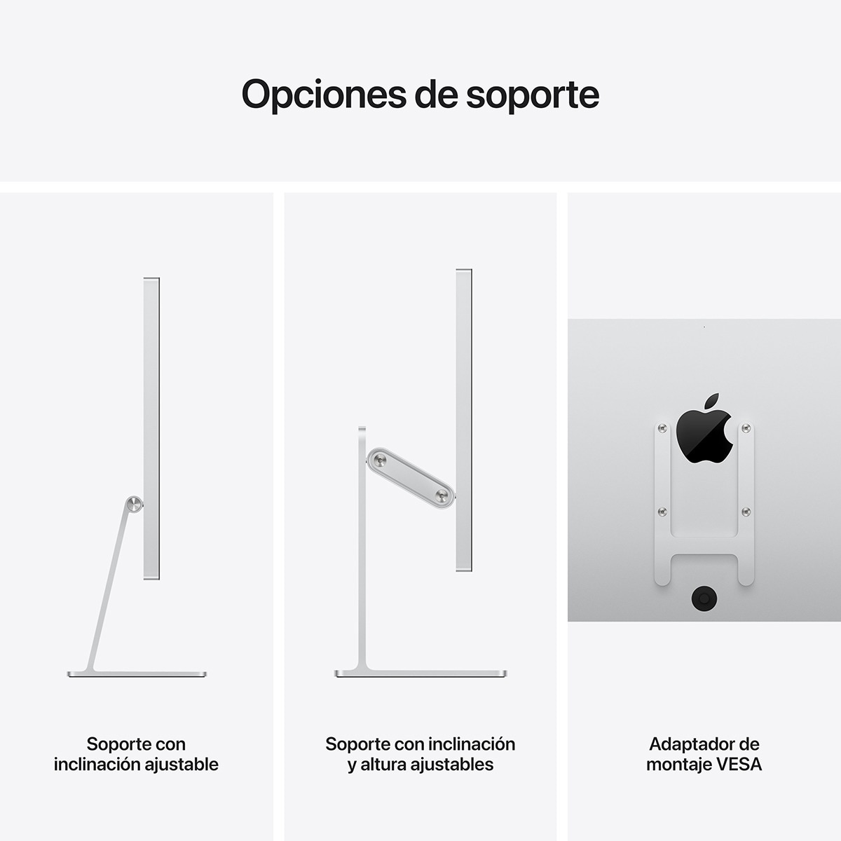 Monitor Apple Studio Display 27" Retina 5K, vidrio estándar, soporte con inclinación y altura ajustables Plata-3