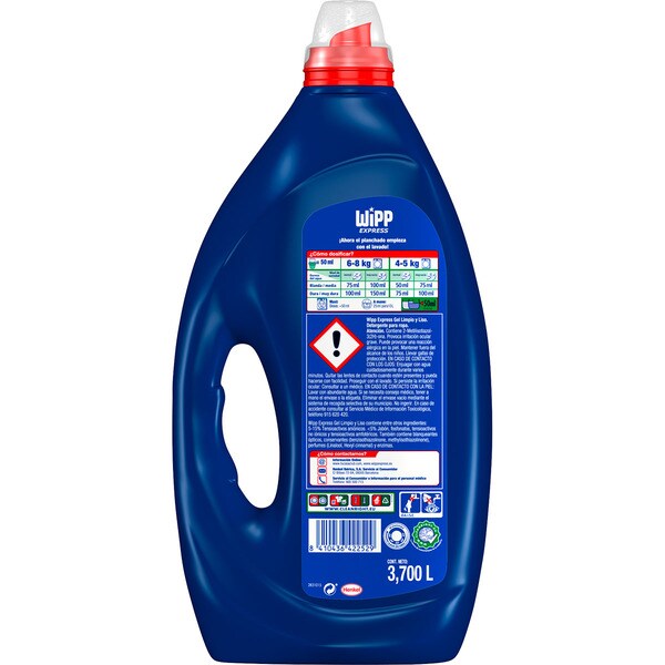 Clean & Smooth liquid washing machine detergent gel bottle 37 dose · WIPP EXPRESS · Supermercado