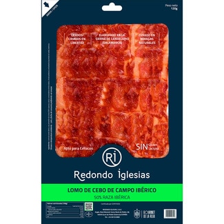 lomo de cebo de campo ibérico 50% raza ibérica en lonchas sin gluten sin lactosa envase 120 g - Redondo Iglesias