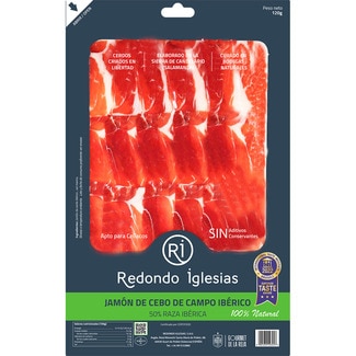 jamón de cebo de campo ibérico 50% raza ibérica en lonchas sin gluten sin lactosa envase 120 g - Redondo Iglesias