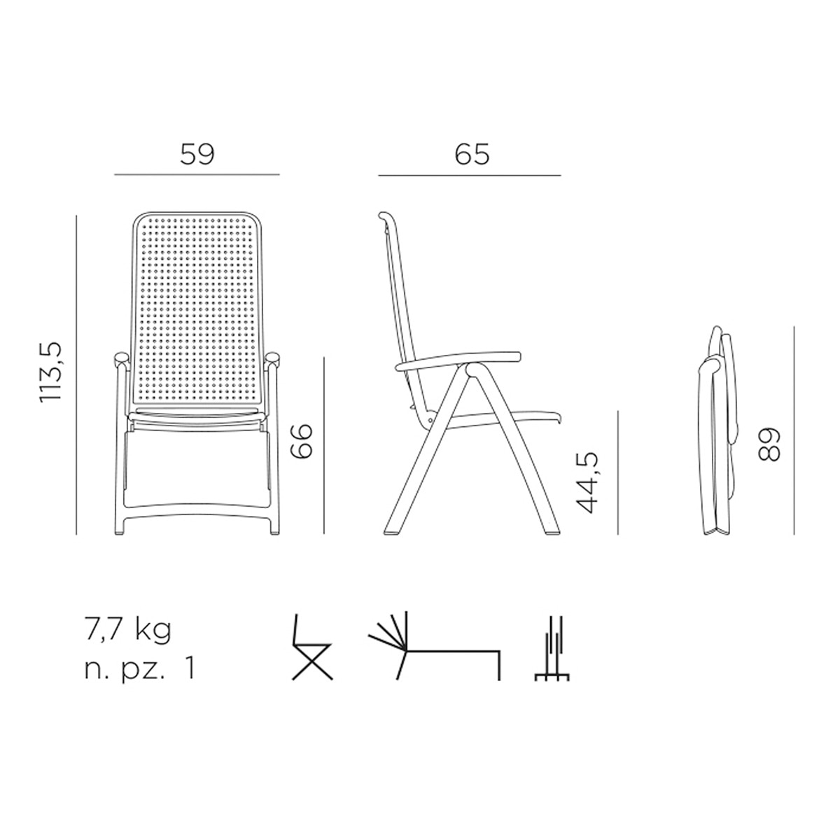 Imagen 2 de Sillón de jardín plegable Darsena Nardi - Blanco Blanco
