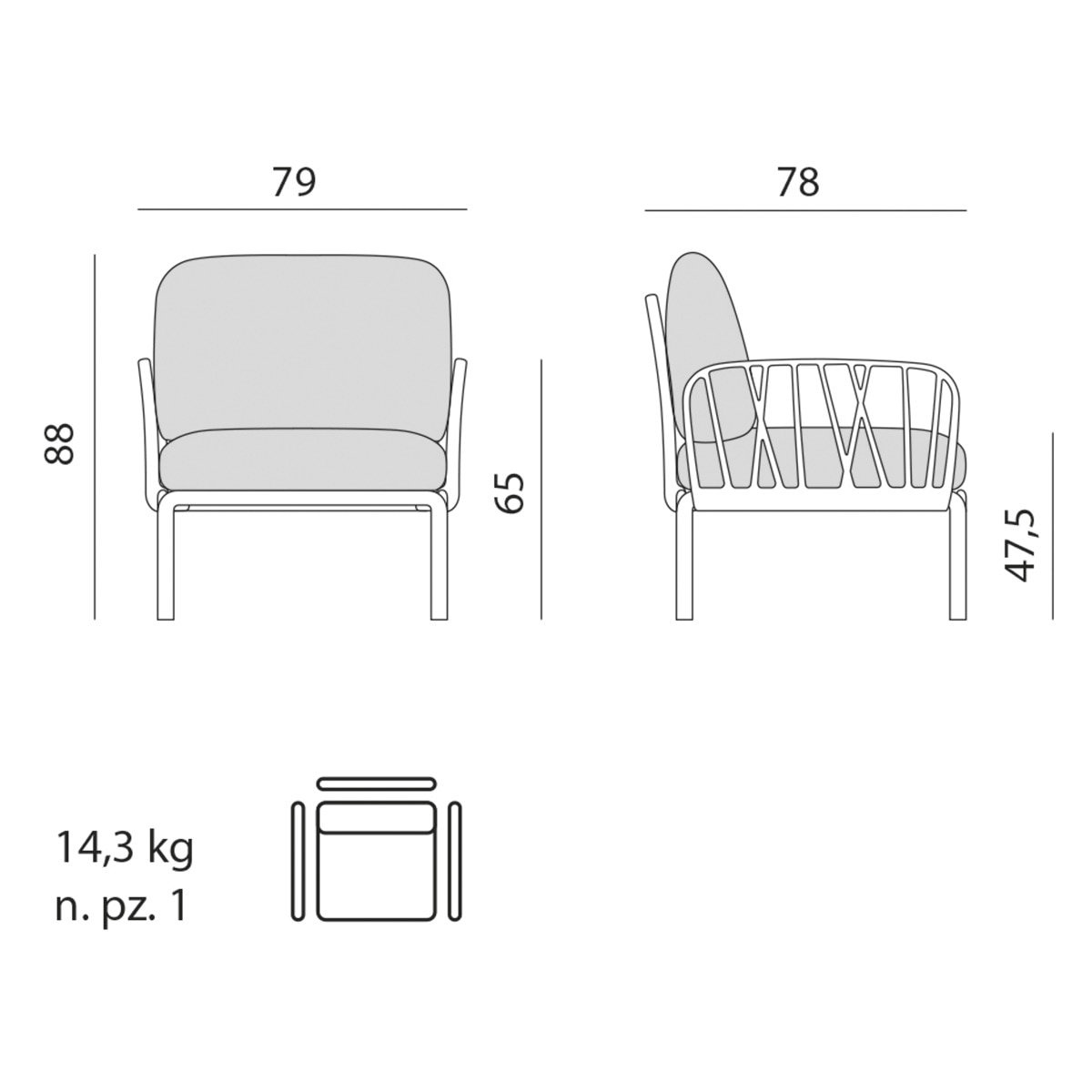 Sillón de jardín de resina Komodo Nardi Antracita / Gris oscuro-2
