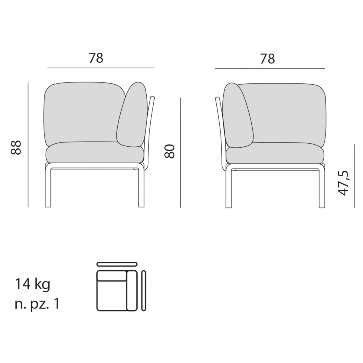 Módulo de Esquina para Sofá de Jardim Komodo Antracite/Cinzento-Escuro-2