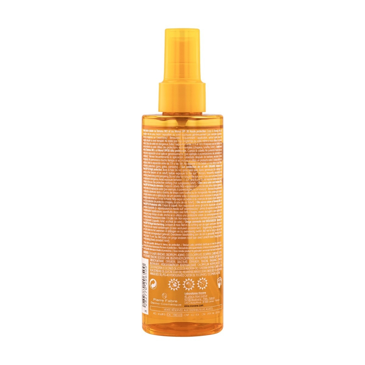 Protector Solar Polysianes Sun Protection Dry Oil SPF30 200ml Klorane 2