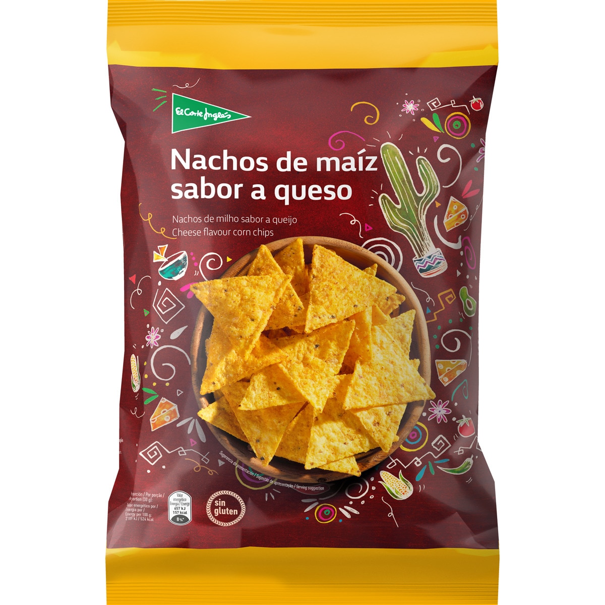 nachos de maíz sabor queso sin gluten bolsa 200 g