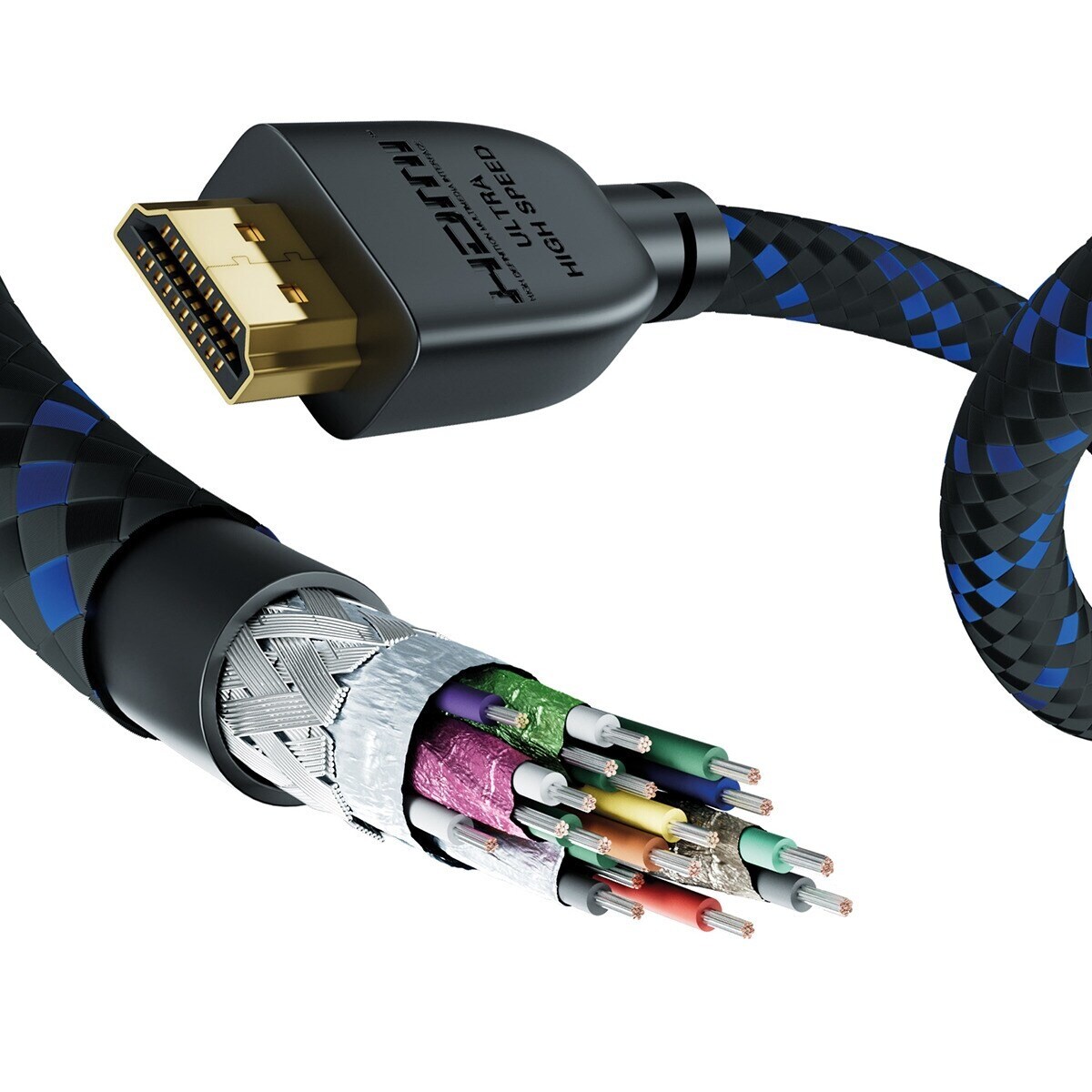 Cabo HDMI 2.1 In-Akustik - 3 m Preto-Azul-2