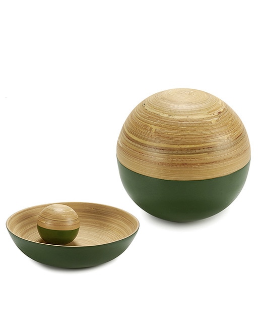 Imagen 0 de Bola de bambú decoración verde 10 cm