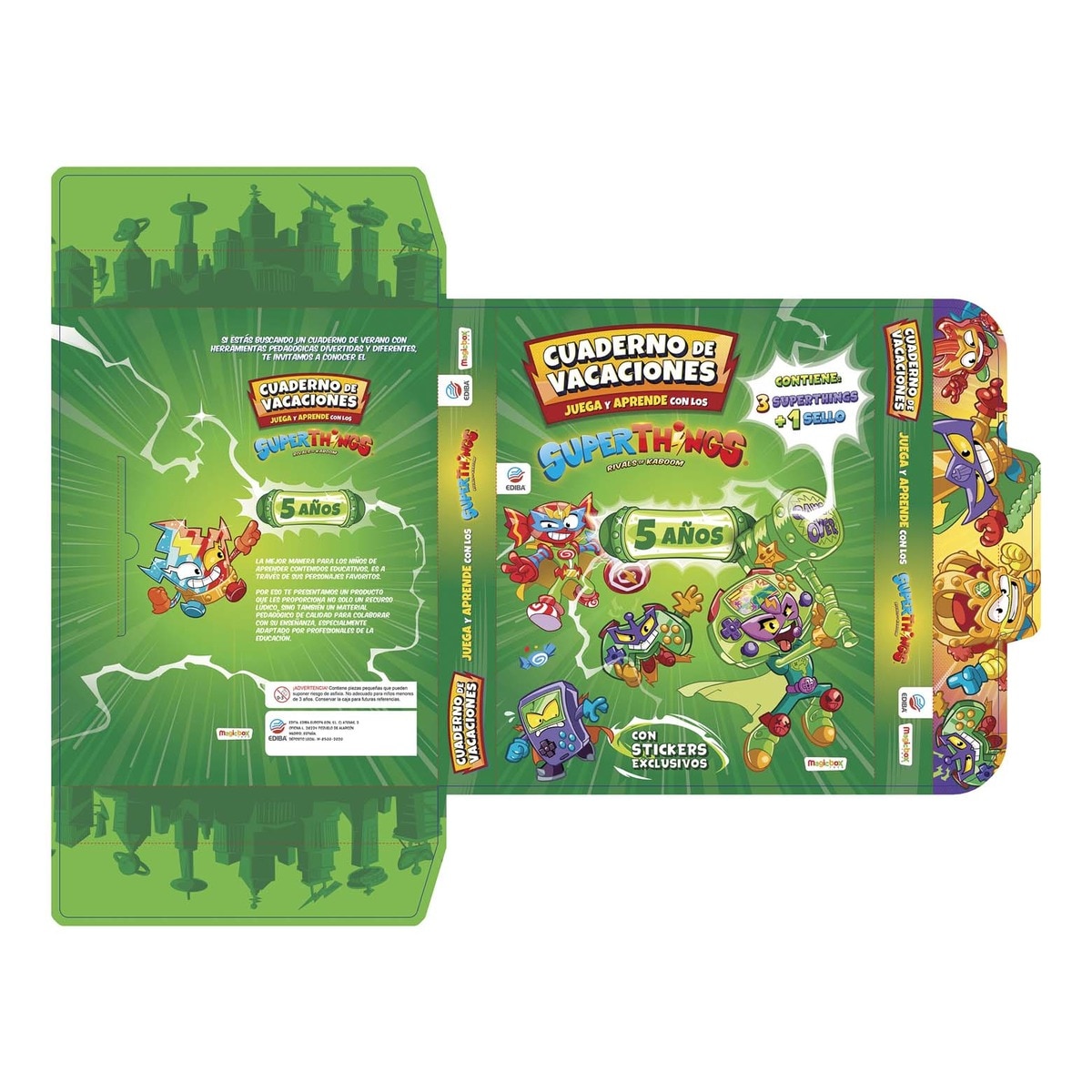 Cuaderno de Vacaciones juega y aprende Superthings Guardians of Kazoom para 5 años  (Tapa blanda) 3