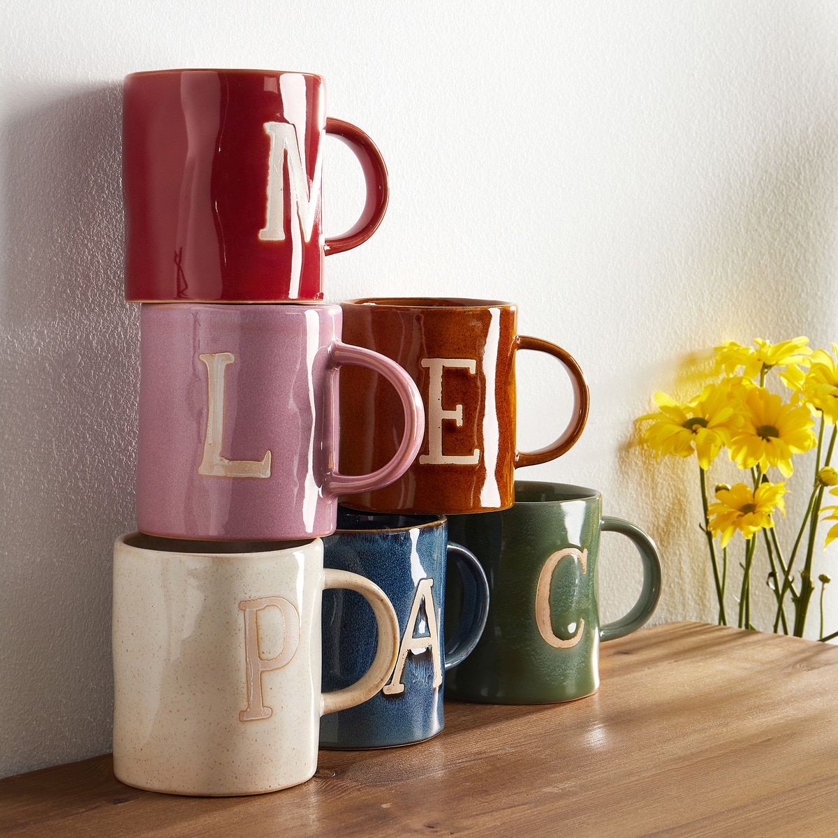 Caneca com Inicial "P" Azul / Branco-5
