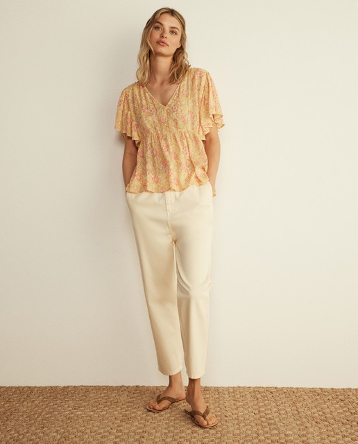 Blusa de mujer estampada con volantes · Southern Cotton · El Corte Inglés