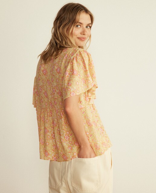 Blusa de mujer estampada con volantes · Southern Cotton · El Corte Inglés