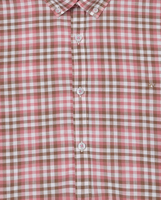 Camisa de hombre regular cuadros rosa · Roberto Verino · El Corte Inglés