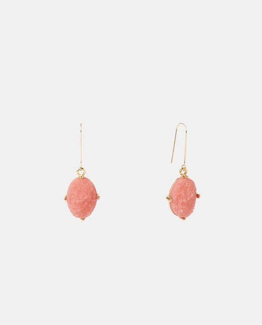 Pendientes de piedra engarzada rosa palo · Fórmula Joven · El Corte Inglés