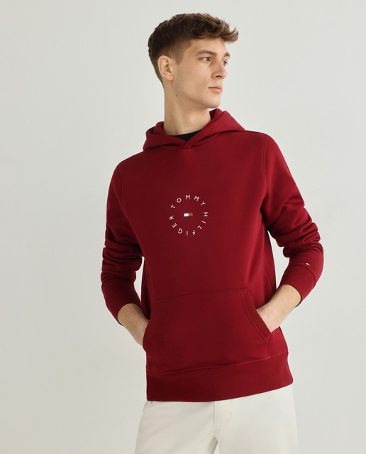 Sudadera de hombre granate con capucha · Tommy Hilfiger · El Corte Inglés