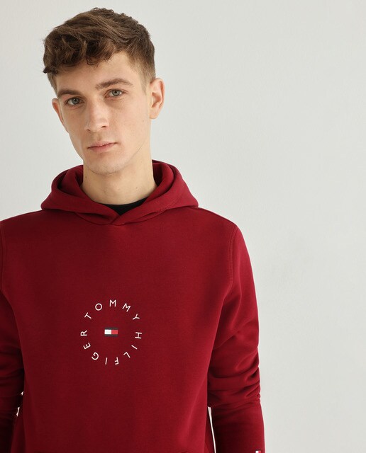Sudadera de hombre granate con capucha · Tommy Hilfiger · El Corte Inglés