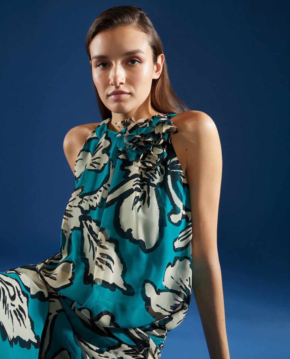 Vestido fluido con escote halter · Woman Fiesta El Corte Inglés · El Corte  Inglés