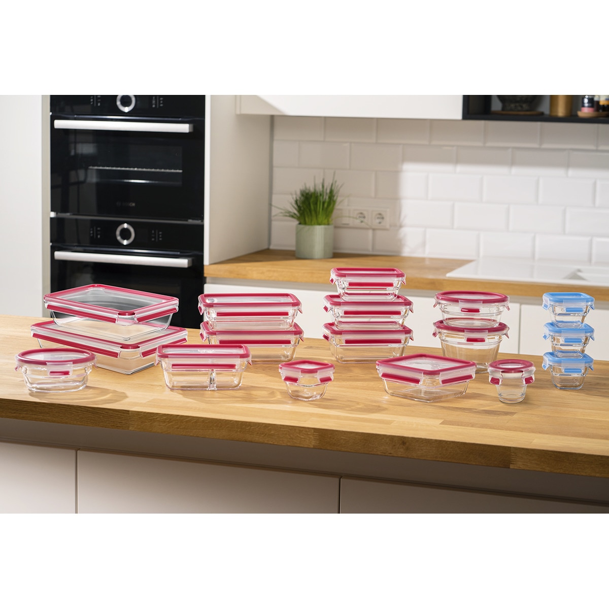 Set de 3 herméticos rectangulares Clip & Close Glass Emsa Transparente-5