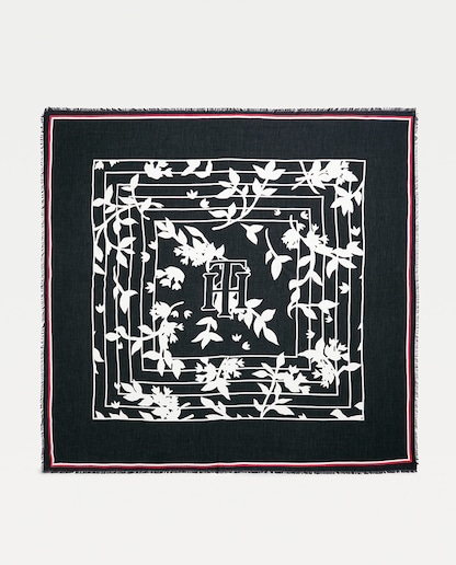 Imagen 0 de Pañuelo de mujer con estampando floral y monograma