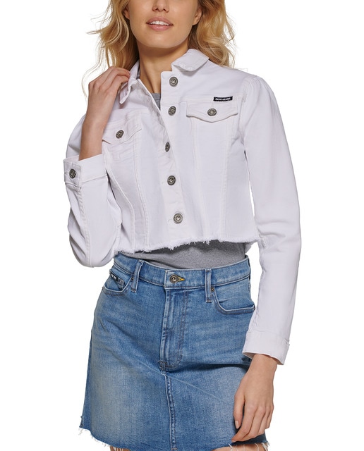 Imagen 0 de Cazadora vaquera de mujer con cuello camisero y manga larga.