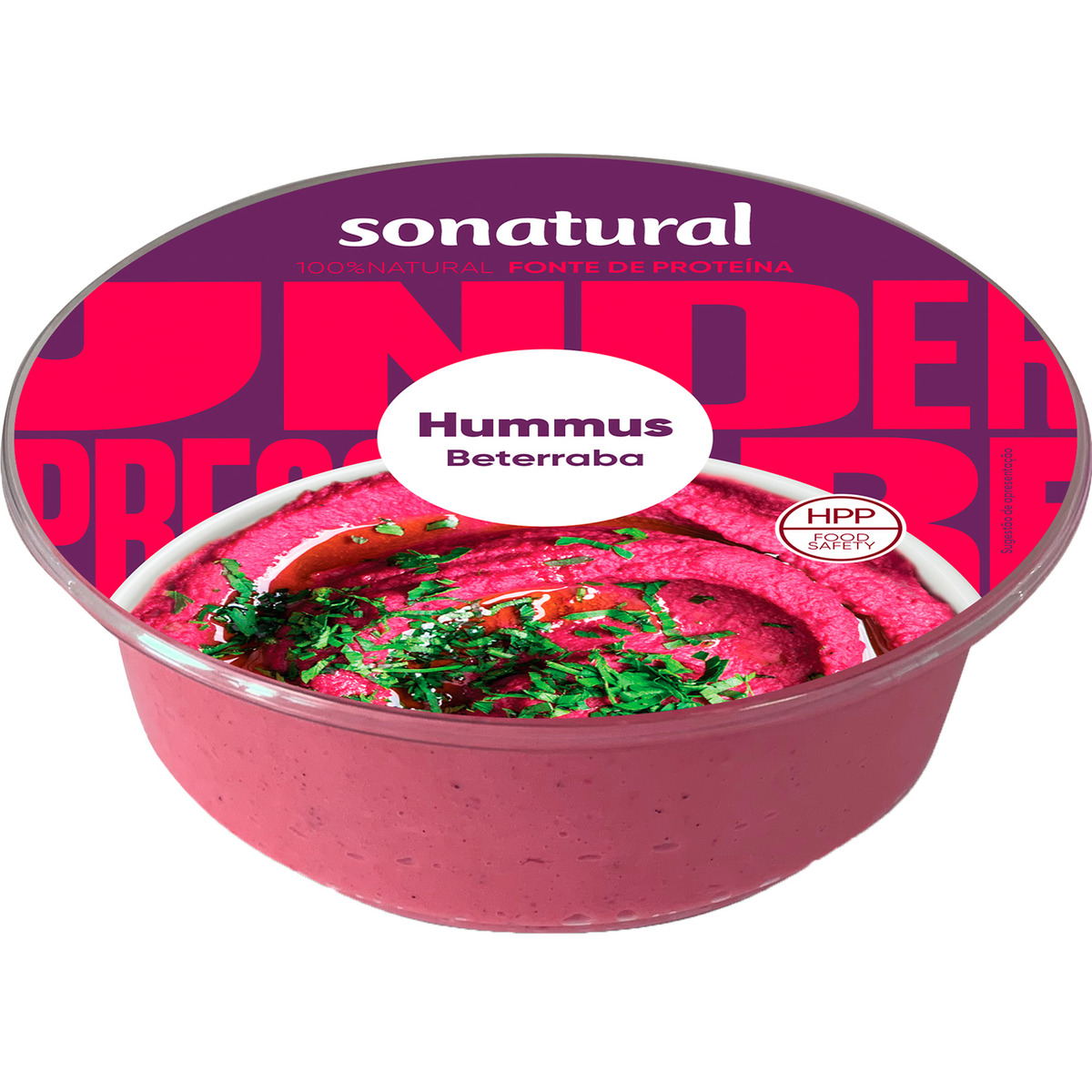 Hummus de Beterraba 100% Natural com Azeite Virgem Extra embalagem 200 g