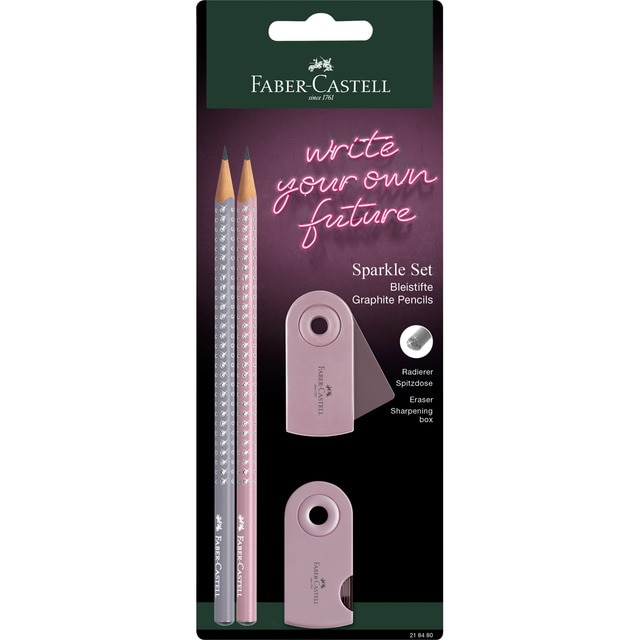 Imagem 0 de Blister 2 Lápis Sparkle Pérola com Borracha e Afia Sleeve Mini Sombra - Rosa/Cinzento