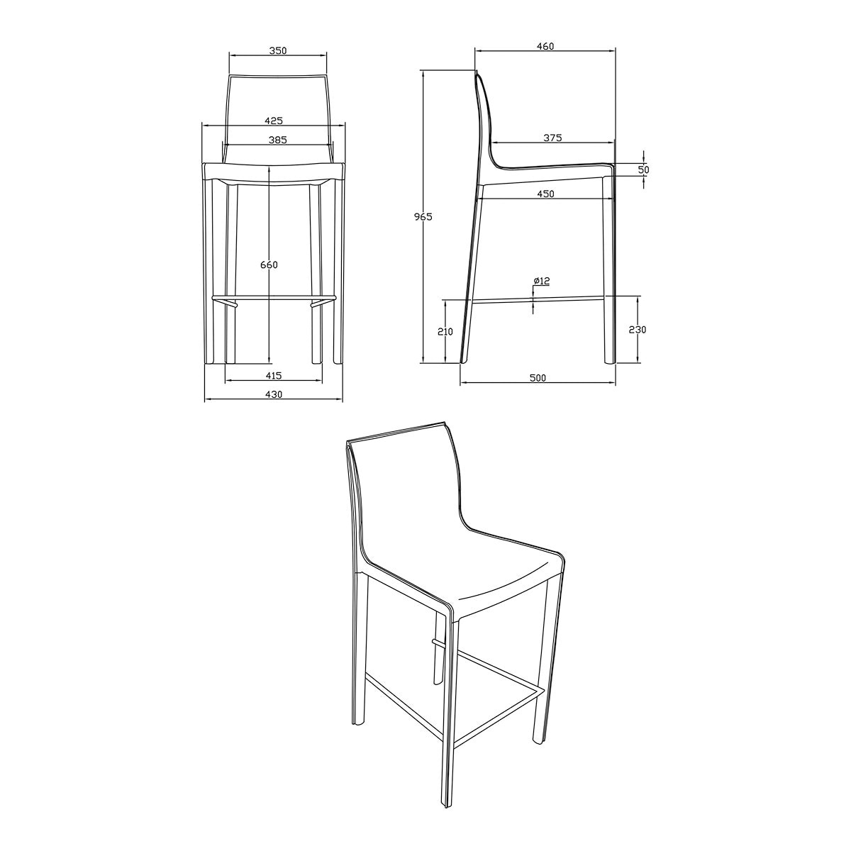 Tamborete de cozinha Módena El Corte Inglés Cinzento-8