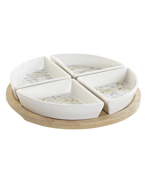 Imagen 0 de Pack 5 accesorios aperitivos gres y bambú