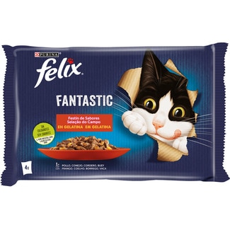 Alimento Húmido para Gato Fantastic Carne embalagem 340 g - Felix